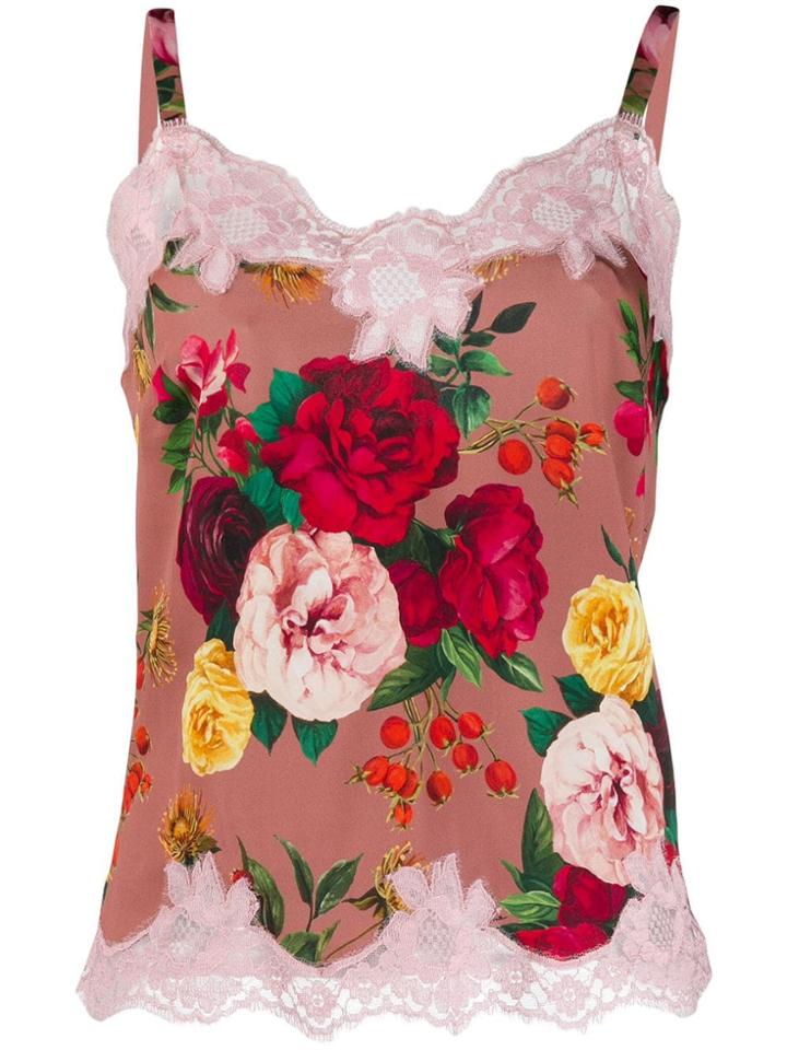 Dolce & Gabbana Underwear Rose Print Lingerie Top - Pink