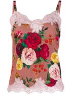 Dolce & Gabbana Underwear Rose Print Lingerie Top - Pink