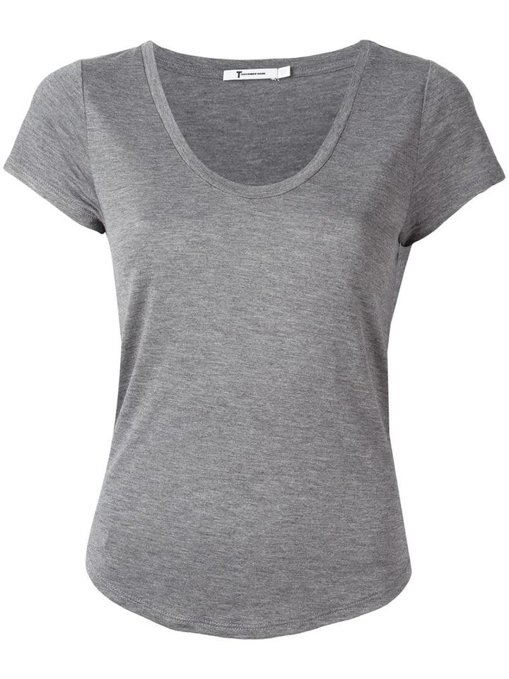 T By Alexander Wang Scoop Neck T-shirt, Women's, Size: Xs, Grey, Rayon