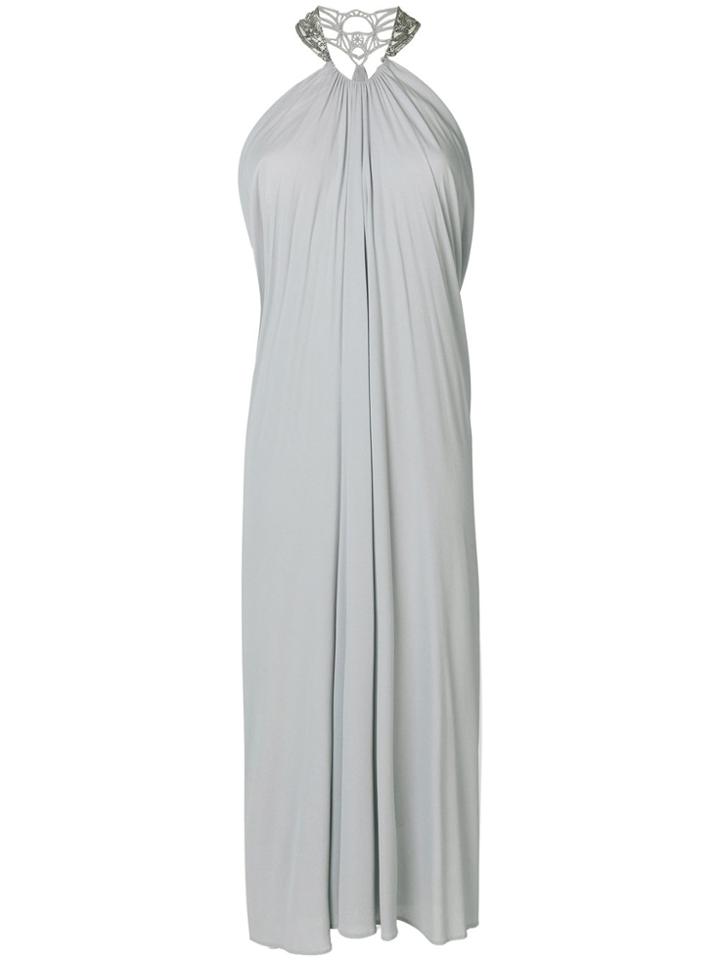 William Vintage Halterneck Draped Midi Dress - Grey