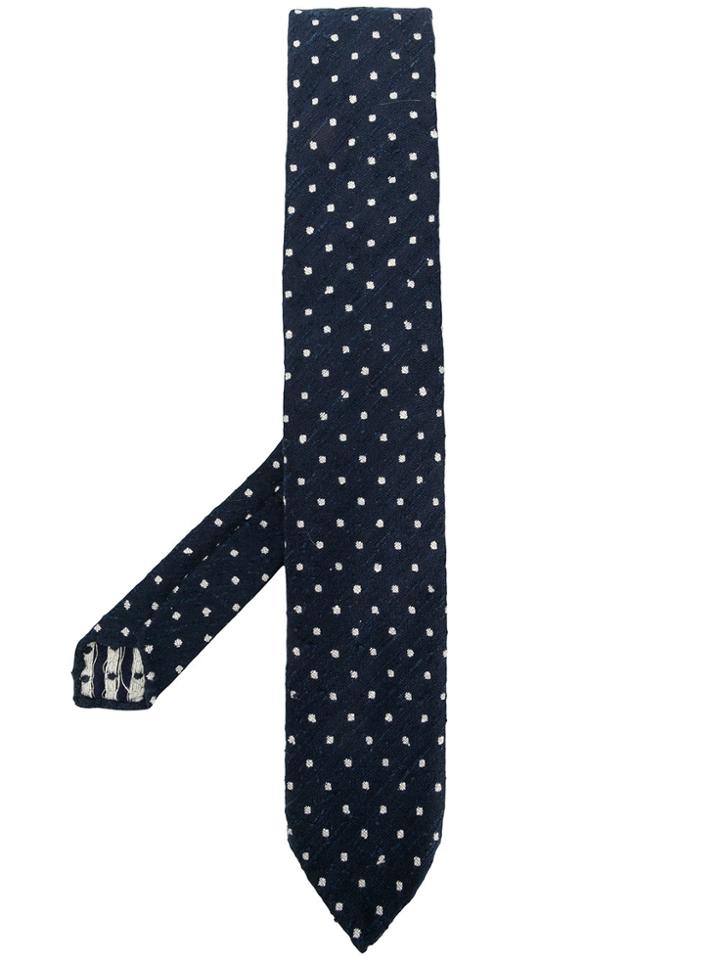 Lardini Polka-dot Textured Tie - Blue