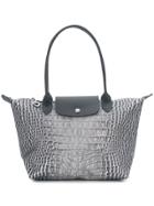 Longchamp Le Pliage Crocodile Print Tote - Grey