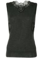 Dolce & Gabbana Lace Neck Top - Grey