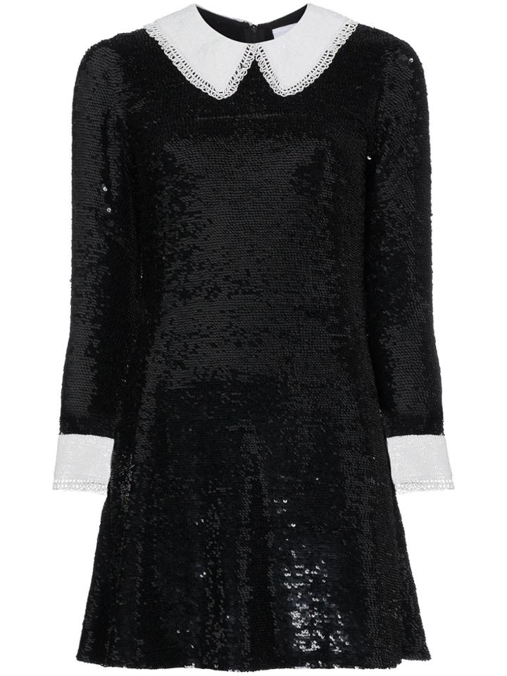 Ashish Sequinned Mini Dress With Contrasting Collar And Cuffs - Black