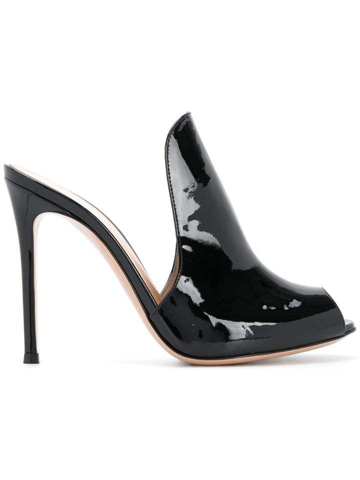 Gianvito Rossi Peep Toe Mule Pumps - Black