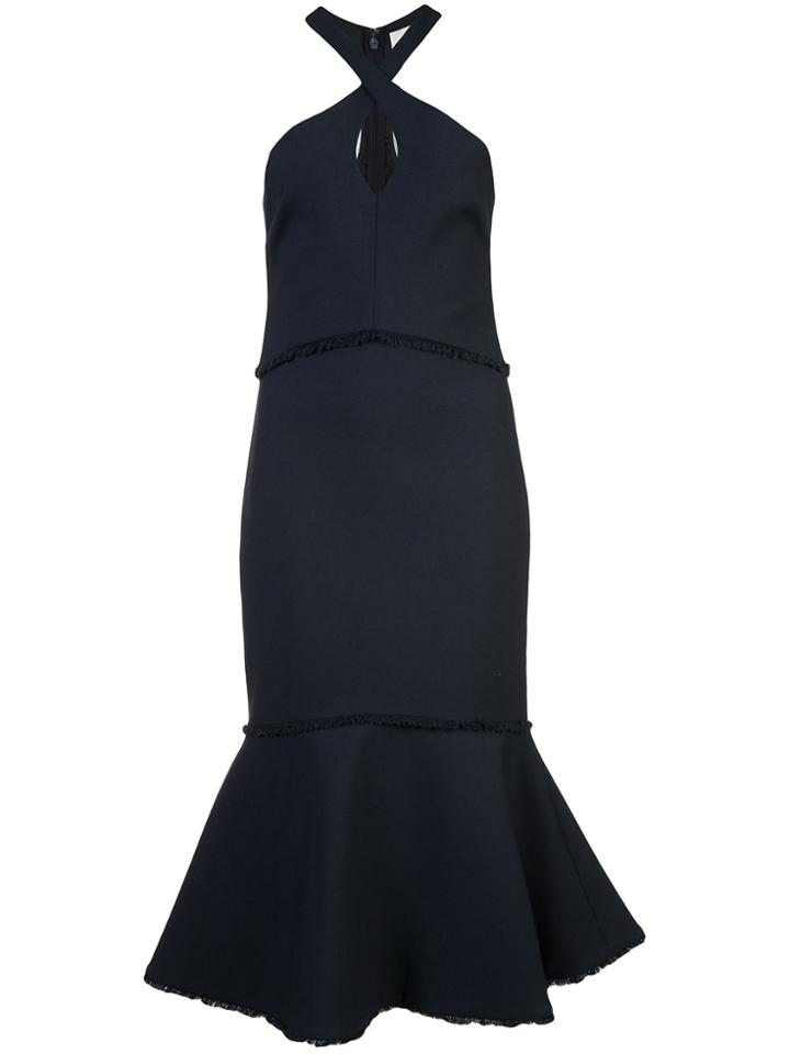 Cinq A Sept Halterneck Fluted Midi Dress - Blue
