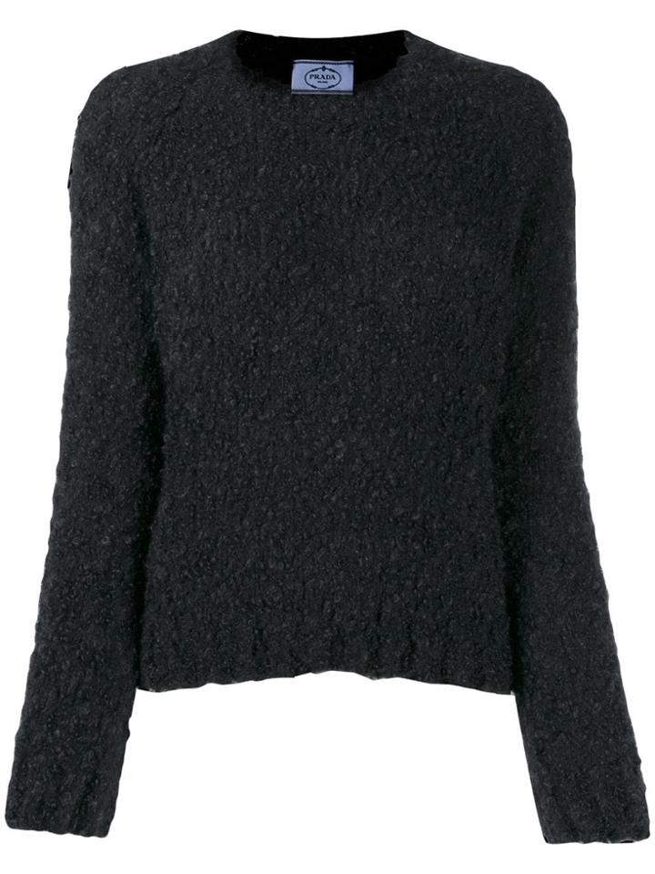Prada Textured Crewneck Jumper - Black