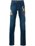 Dolce & Gabbana Jazz Patch Jeans, Men's, Size: 46, Blue, Cotton/spandex/elastane/glass/calf Leather