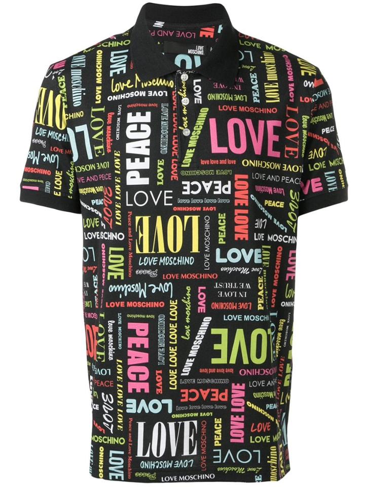 Love Moschino Love Print Polo Shirt - Black