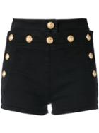 Balmain - Button Shorts - Women - Cotton/spandex/elastane - 36, Black, Cotton/spandex/elastane