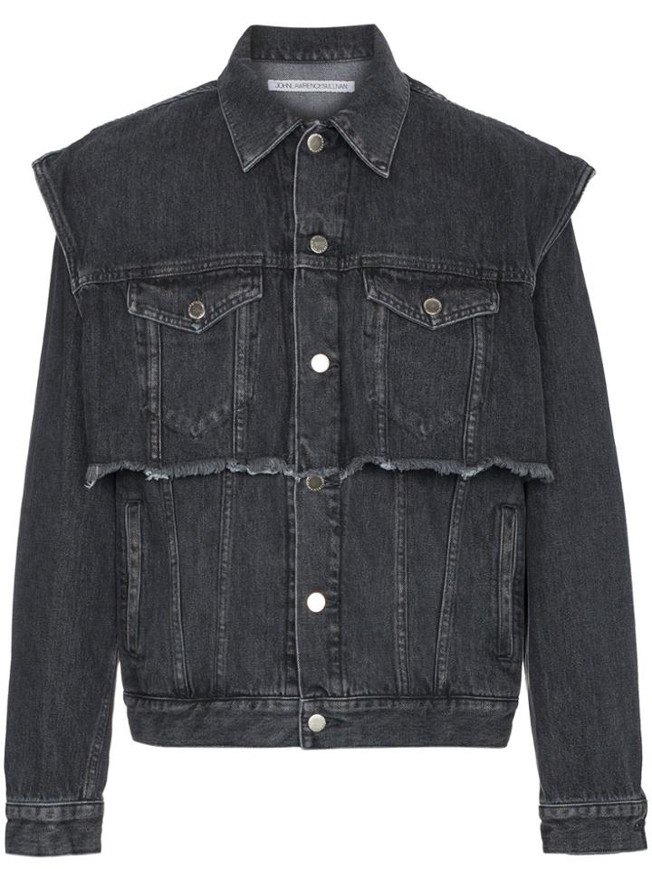 John Lawrence Sullivan Black Distressed Denim Jacket