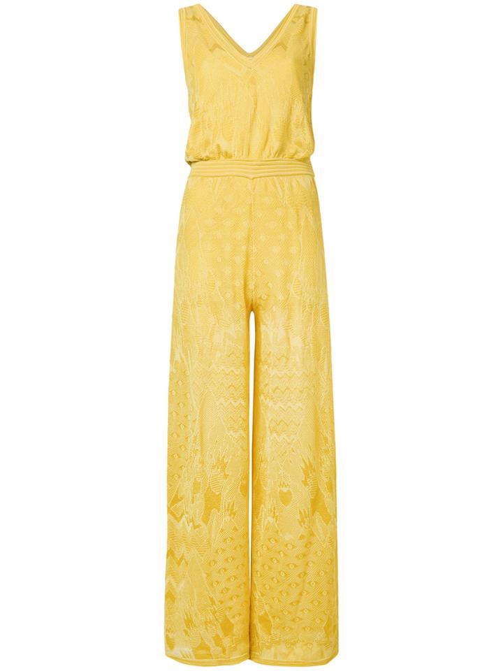 M Missoni Embroidered Sleeveless Jumpsuit - Yellow & Orange