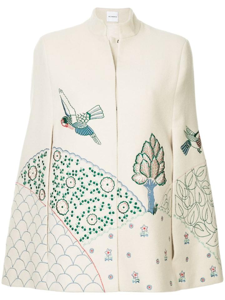 Vilshenko Nature Embroidered Cape - Nude & Neutrals