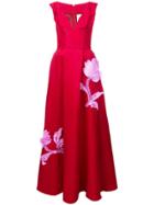 Carolina Herrera Floral V-neck Gown - Red