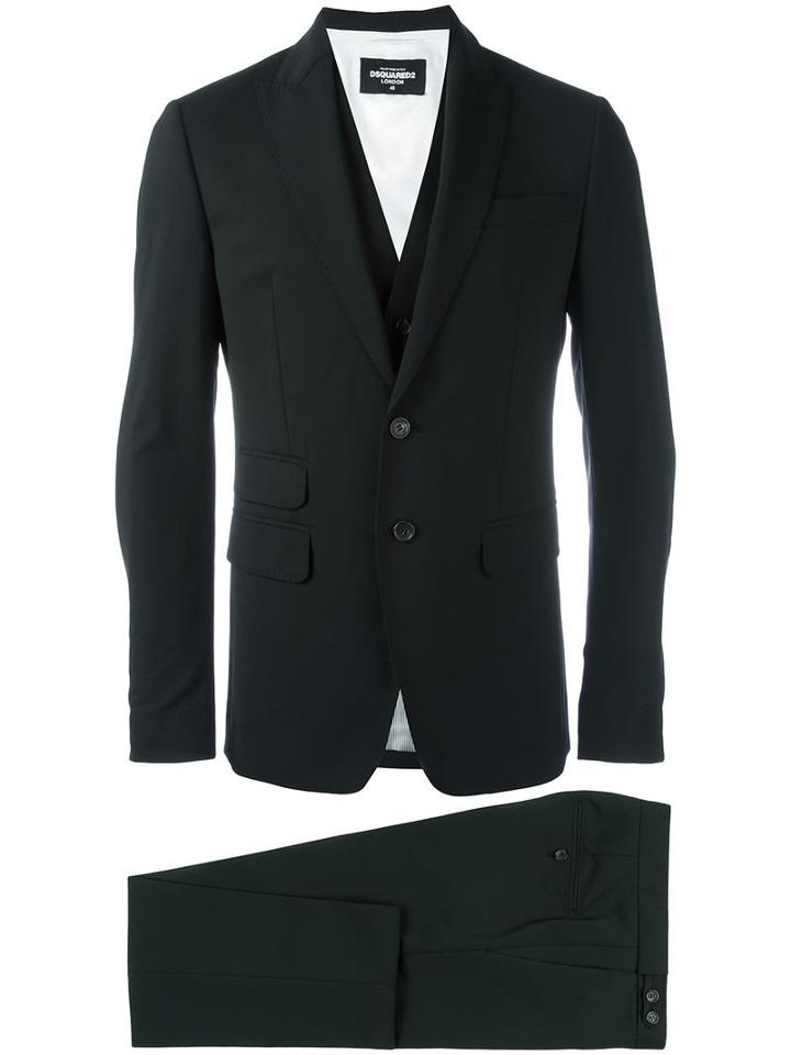 Dsquared2 London Three-piece Suit, Men's, Size: 54, Black, Virgin Wool/spandex/elastane/cotton/polyester