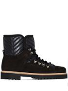 Ganni Quilted Panel Hiking Boots - Black