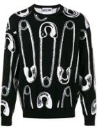Moschino Safety Pin-print Sweatshirt - Black