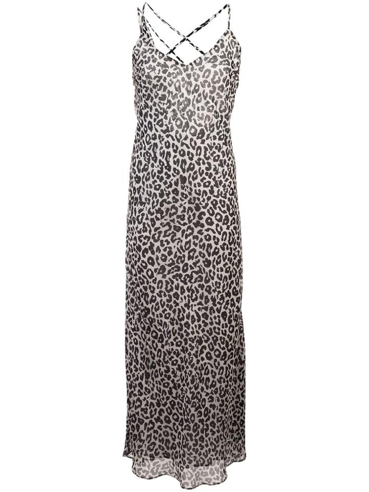 Michelle Mason Leopard Print Slip Dress - Nude & Neutrals