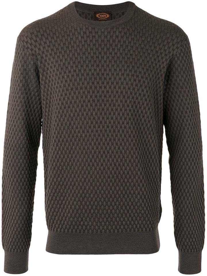 Tod's Woven Detail Jumper, Men's, Size: Xl, Brown, Silk/merino