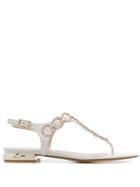 Tosca Blu Ring Embellished Thong Sandals - White