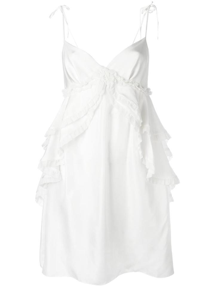 Thomas Wylde Ruffle Detail Dress, Women's, Size: Medium, White, Silk