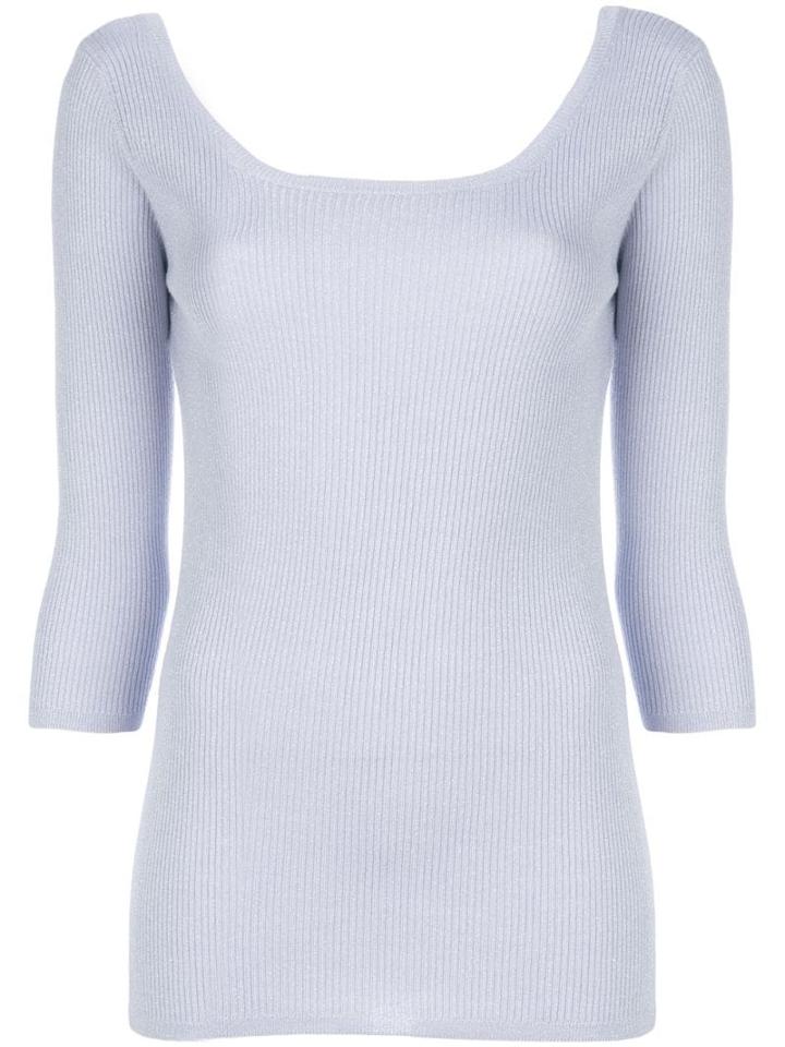 Prada Lurex Scoop-neck Top - Blue