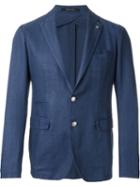 Tagliatore Notched Lapel Blazer, Men's, Size: 52, Blue, Cotton/linen/flax/viscose