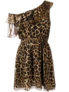 Saint Laurent One-shoulder Leopard Print Dress - Brown