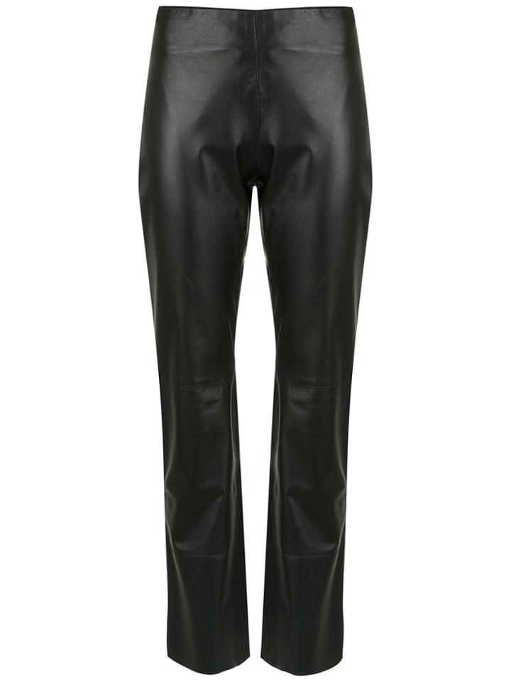 Egrey Leather Straight-fit Trousers - Black