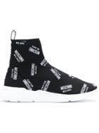 Moschino All-over Logo Print Sock Hi-tops - Black