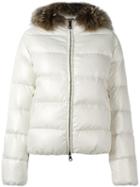 Duvetica Fur Trimmed Jacket, Women's, Size: 42, White, Feather Down/polyamide/raccoon Dog
