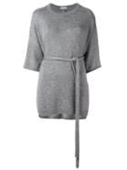 Brunello Cucinelli Short-sleeve Belt Jumper, Women's, Size: Small, Grey, Silk/polyamide/cashmere