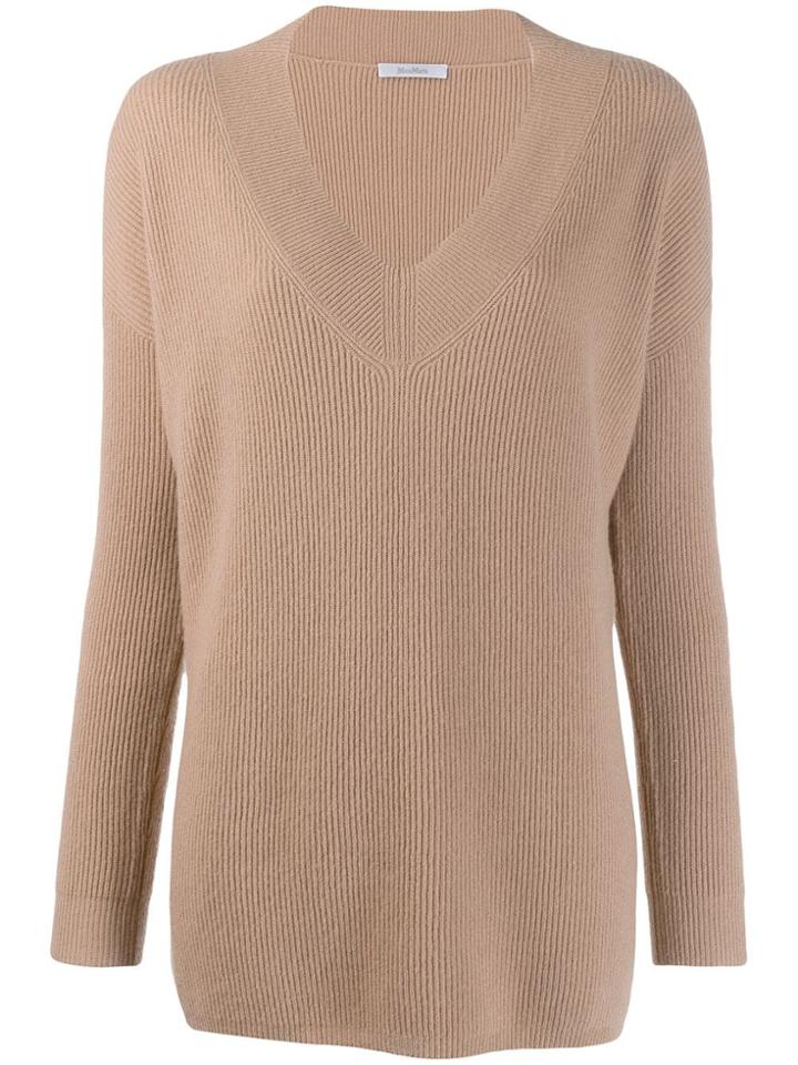 Max Mara V Neck Sweatshirt - Neutrals