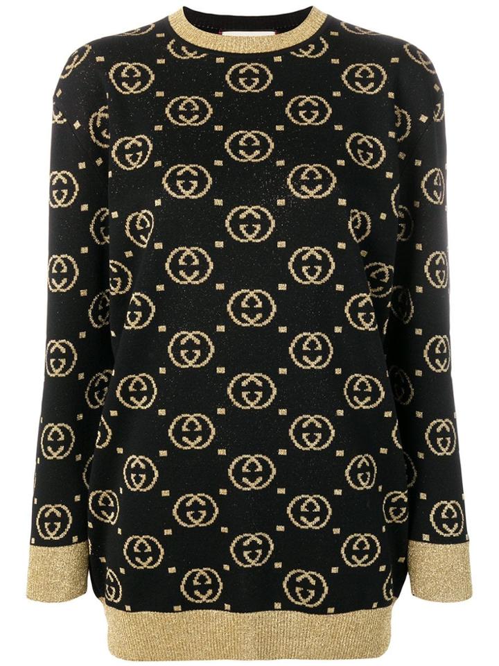 Gucci Jacquard Logo Knit Sweater - Black