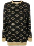 Gucci Jacquard Logo Knit Sweater - Black