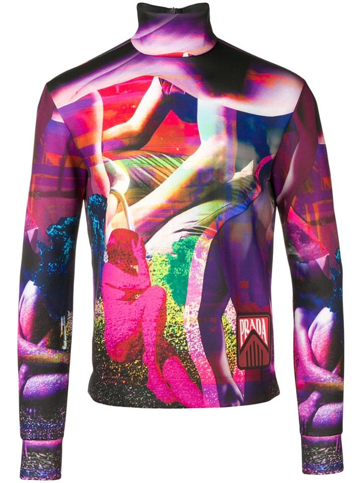 Prada Collage Print Turtleneck - Pink