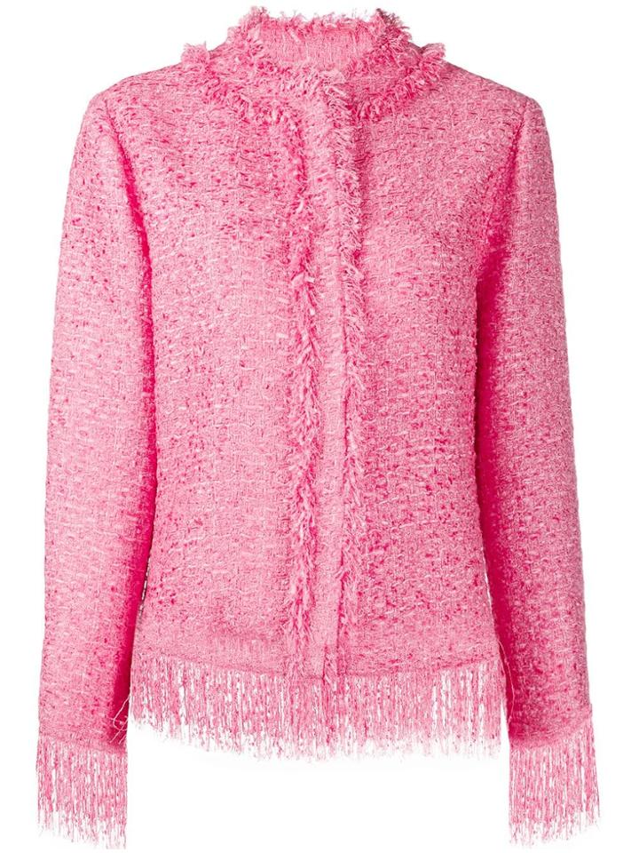 Msgm Tweed Fringe Jacket - Pink