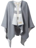 Burberry Striped Poncho, Women's, Grey, Merino