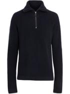 Burberry Zip-neck Cashmere Blend Fleece Sweater - Blue