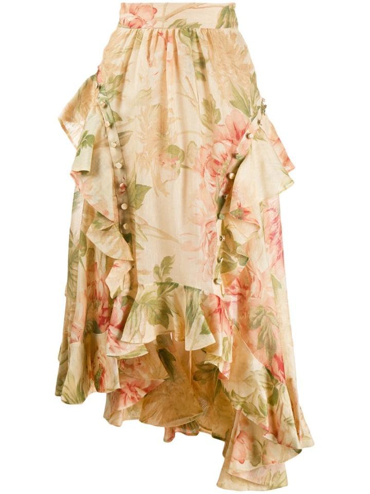 Zimmermann Asymmetric Floral Skirt - Neutrals