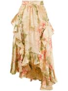 Zimmermann Asymmetric Floral Skirt - Neutrals