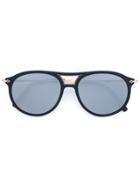 Matsuda Aviator Sunglasses With Detachable Leather Side Shield Clip -