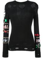 Marco Bologna Jewel Embellished Destroyed Jumper, Women's, Size: 40, Black, Nylon/angora