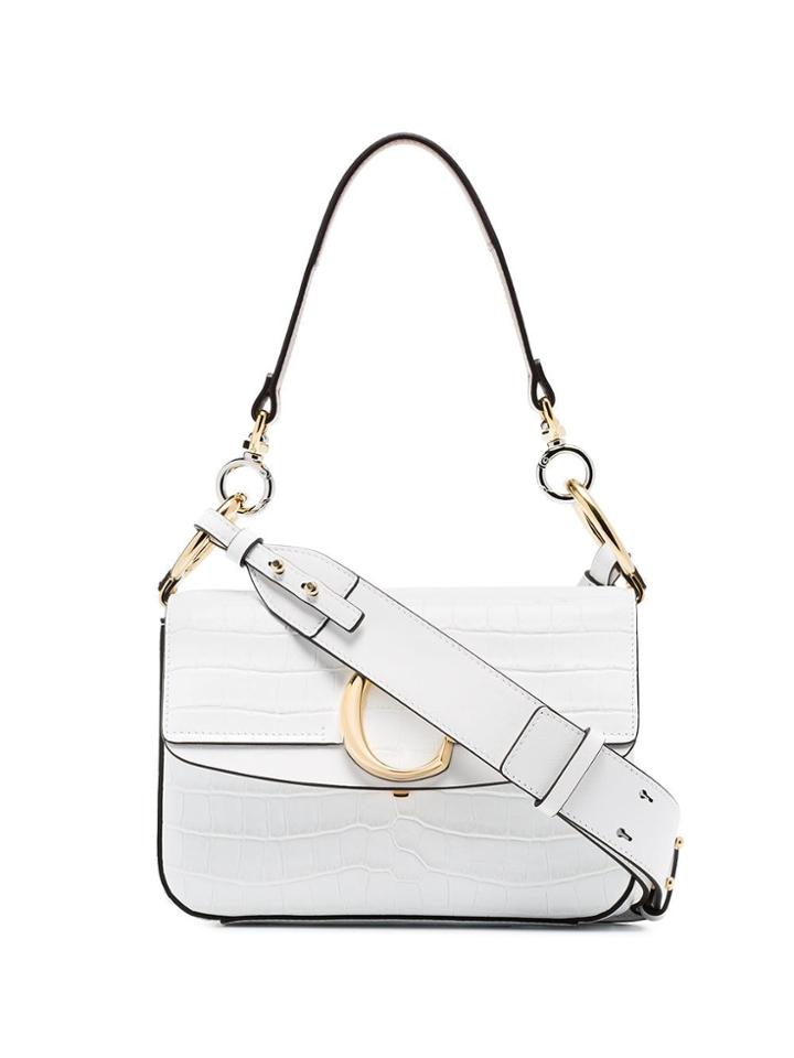 Chloé White C Ring Small Leather Shoulder Bag