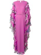 Emilio Pucci Frill-trimming Kaftan Dress - Pink & Purple