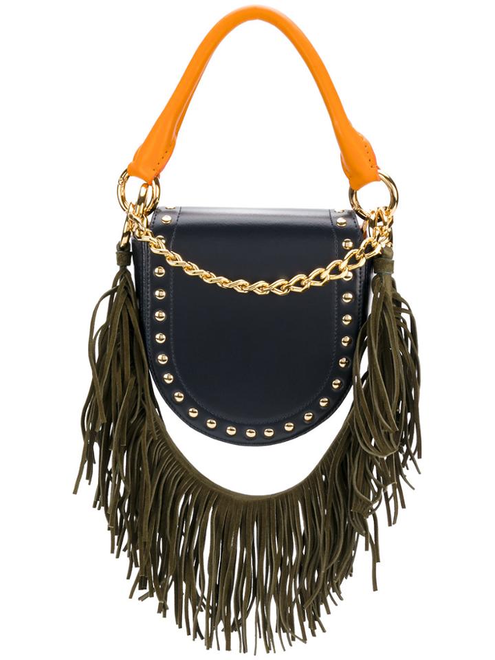 Sacai Fringed Half Moon Shoulder Bag - Blue