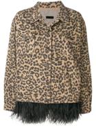 Simonetta Ravizza Leopard Print Feathered Denim Jacket - Brown