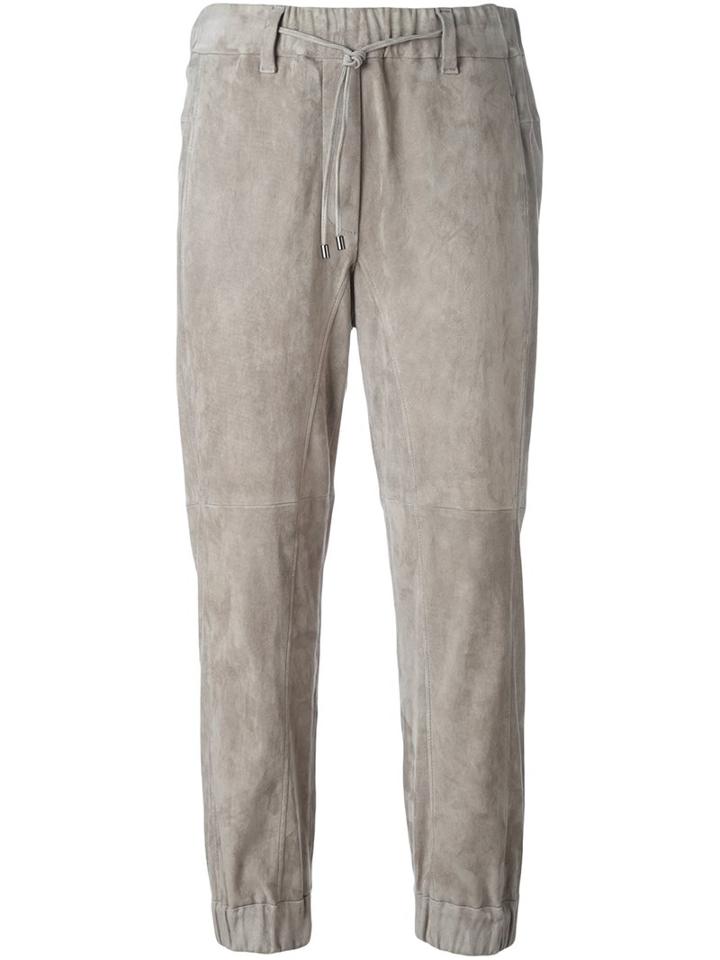 Brunello Cucinelli Loose-fit Cropped Trousers, Women's, Size: 42, Nude/neutrals, Leather/polyester/acetate/cupro