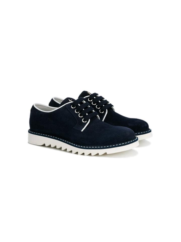 Cesare Paciotti Kids Logo Plaque Derby Shoes - Blue