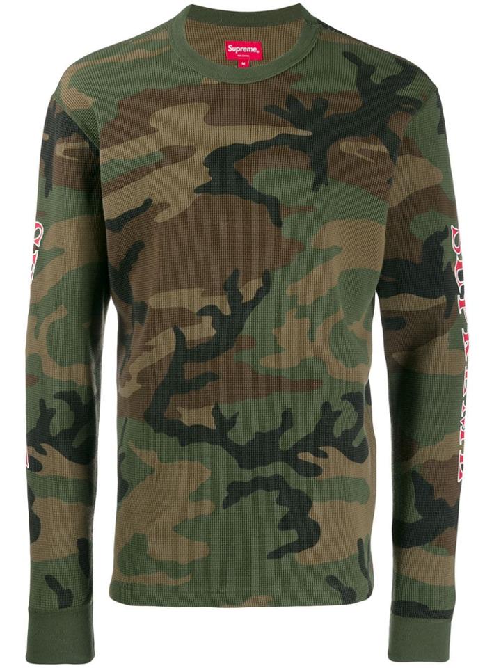 Supreme Sleeve Logo Waffle Thermal - Green